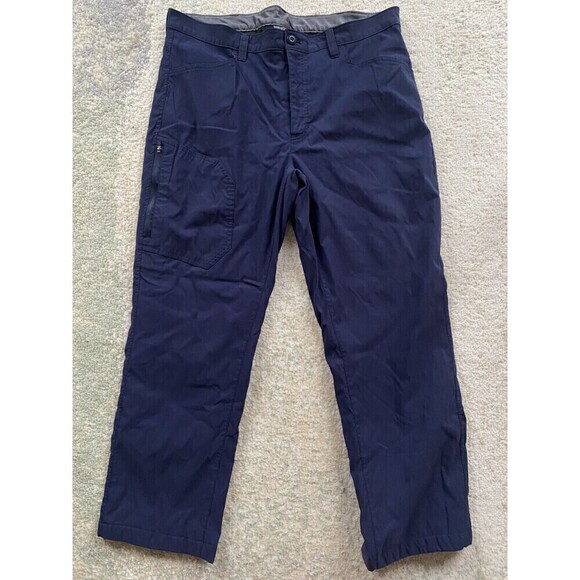 Eddie Bauer Pants Men 38x30 Navy Blue Fleece Lined Tech Pockets Nylon Stretch - Picture 1 of 5